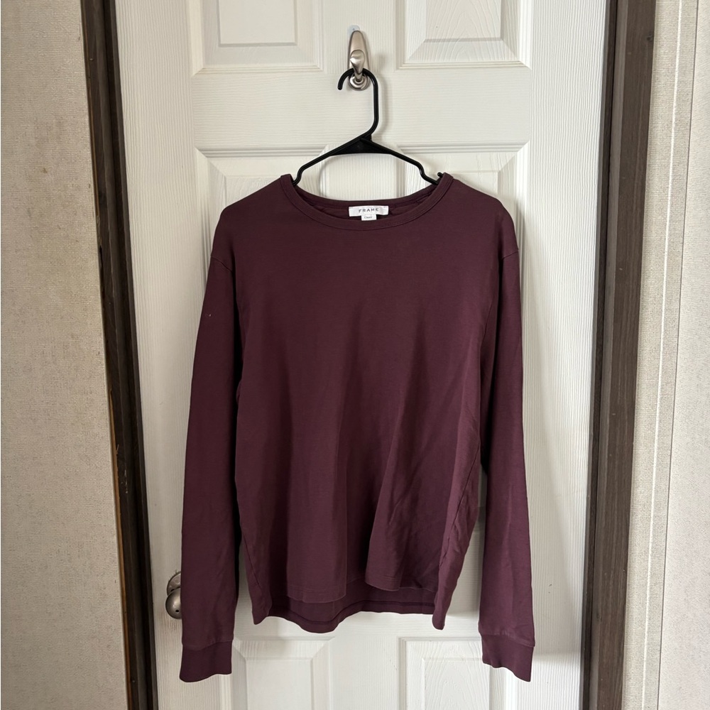 Frame Denim Burgundy Crew Neck Sweater